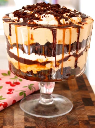 Salted Caramel & Chocolate Brownie Trifle Recipe.