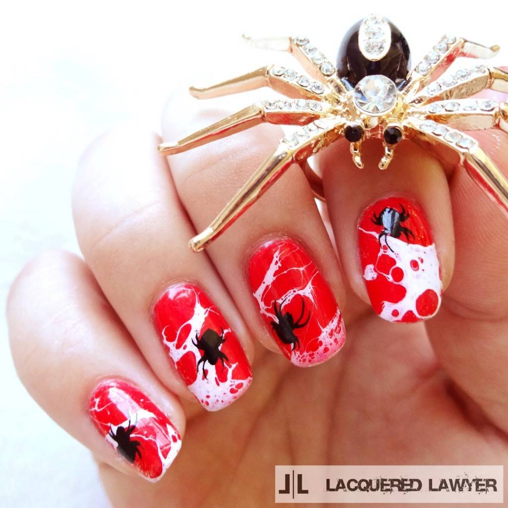 Spider Web Splatter Nail Art.