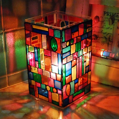 This faux stained glass luminary will brighten any room.