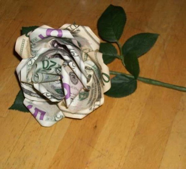 Turn Paper Bill into a Money Rose.