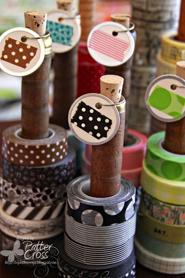 Vintage Wooden Spools Bobbins for Wash Tape Storage.