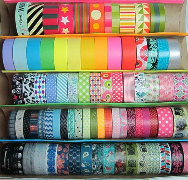 Washi Tape Tray from Paper Towel Rolls.