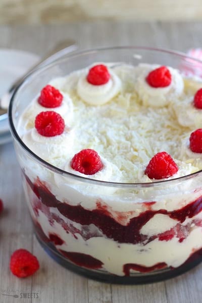 White Chocolate Raspberry Trifle.