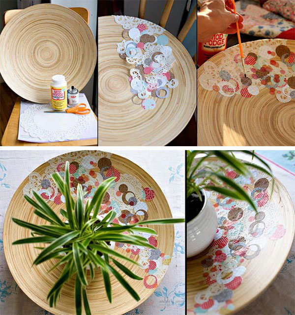 DIY Decoupage Scrap Paper Bowl.