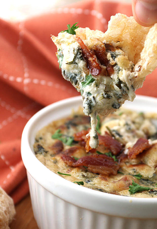 Bacon & Roasted Garlic Spinach Dip