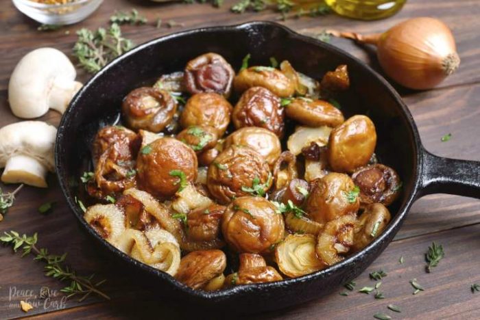 Balsamic Shallot Mushrooms from Peace Love and Low Carb