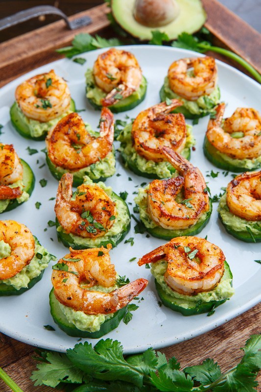 Blackened Shrimp Avocado Cucumber Bites