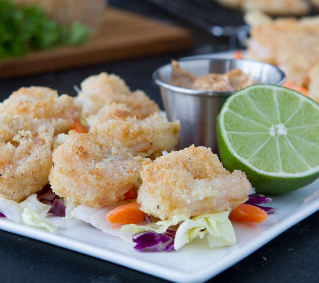 Breaded Shrimp Salad with Chipotle Mayo from Healthful Pursuit