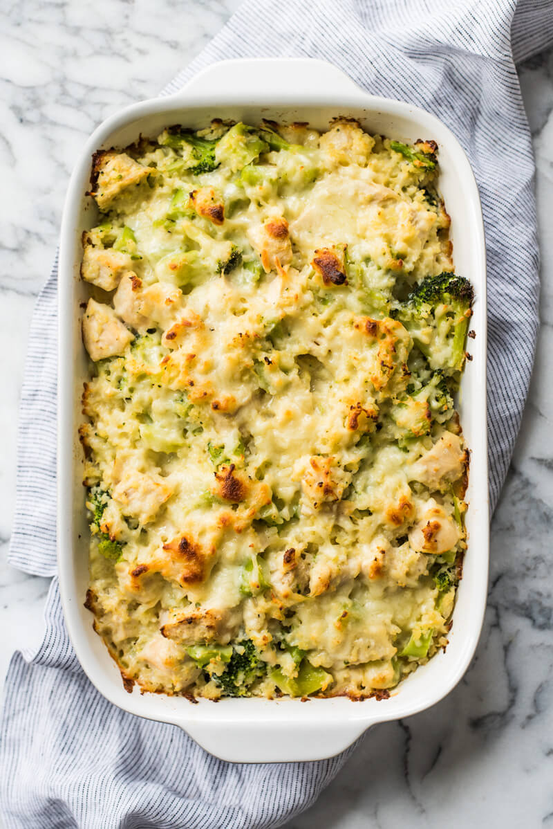 Broccoli Cauliflower Rice Chicken Casserole via Isabel Eats