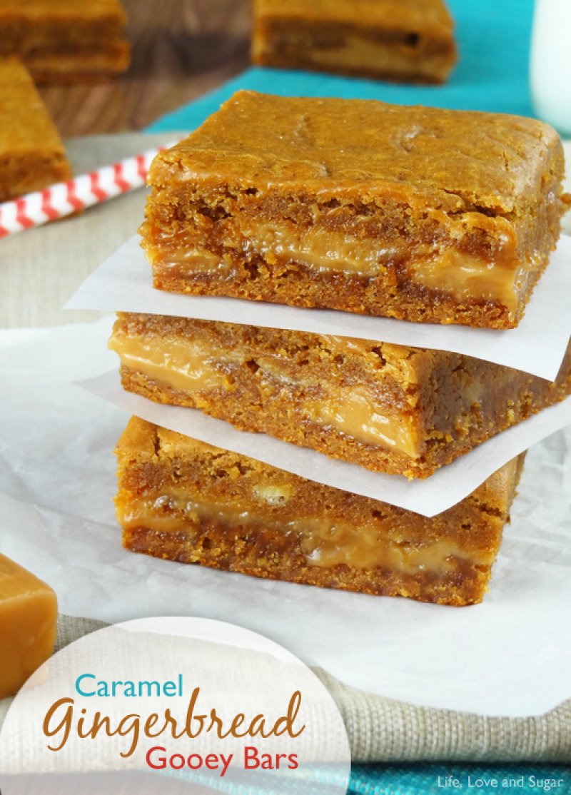 Caramel Gingerbread Gooey Bars