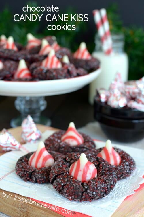 Chocolate Candy Cane Kiss Cookies by Inside Bru Crew Life