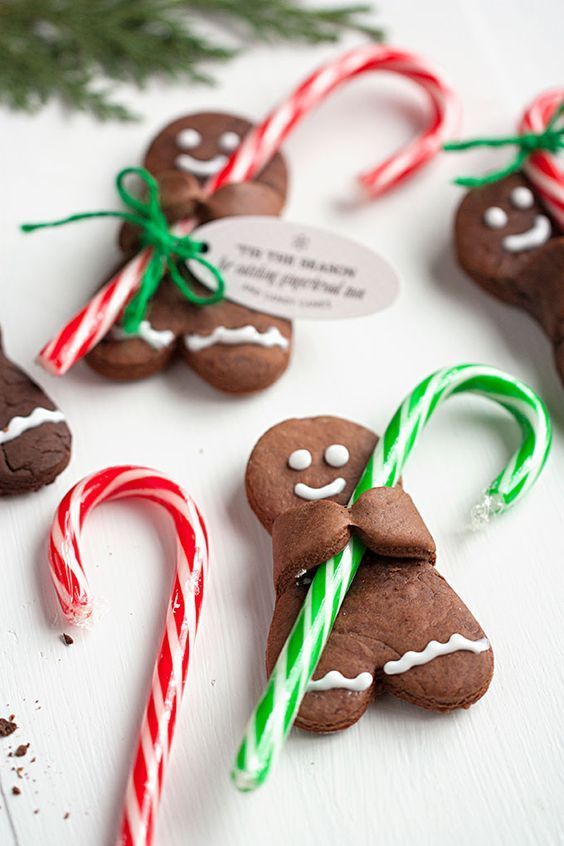 Chocolate Gingerbread Men with Candy Canes.