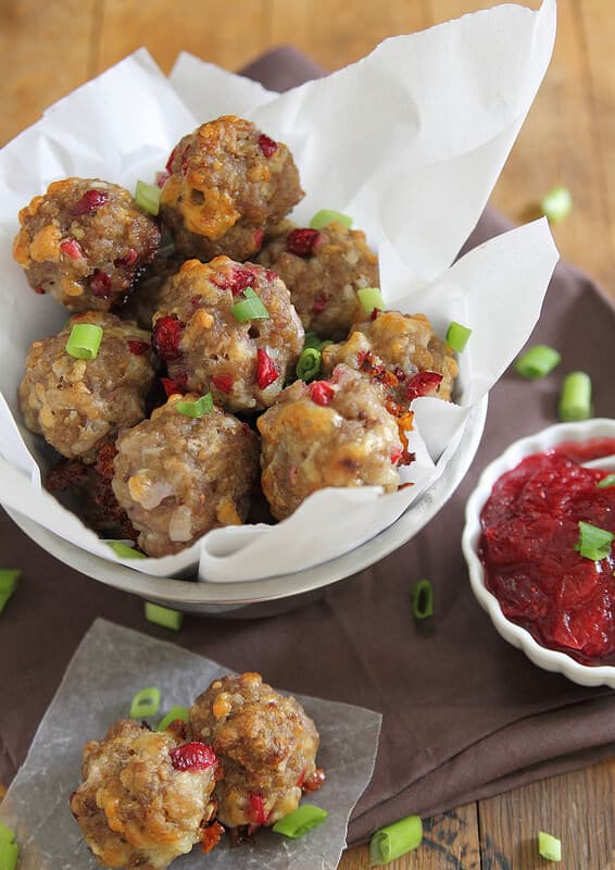 Cranberry Cheddar Sausage Bites ~ Running to the Kitchen - Small Bite party Appetizers