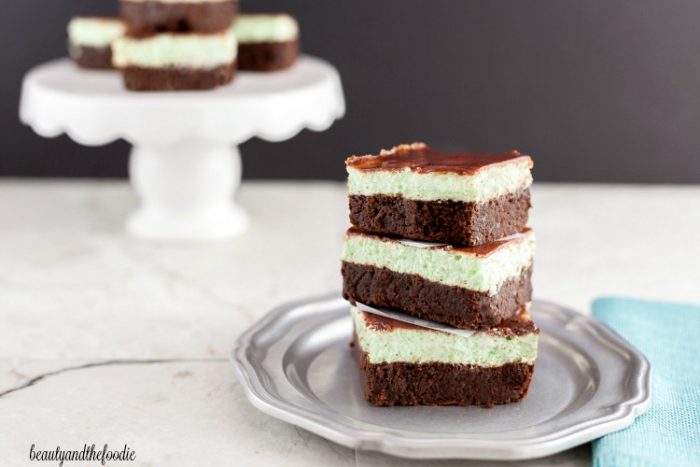 Cream Mint Brownie Bars from Beauty and the Foodie