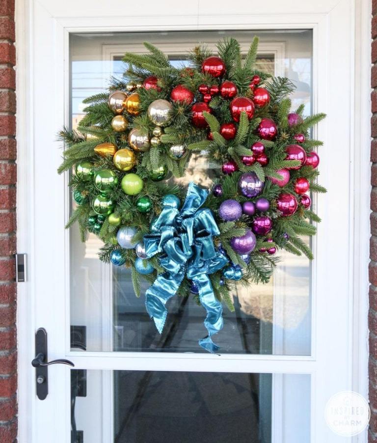 DIY Festive Rainbow Wreath at Inspired By Charm