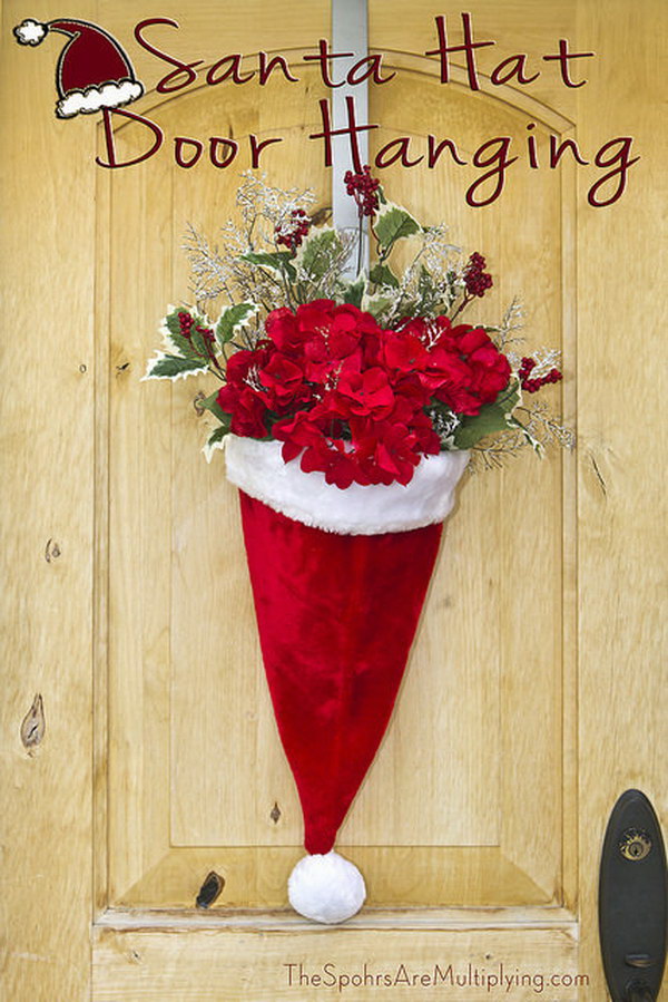 DIY Santa Hat Door Hanging.