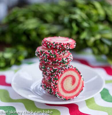 Holiday Pinwheel Cookies by That Skinny Chick Can Bake