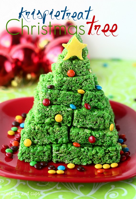 Krispie Treat Christmas Tree by Cookies and Cups