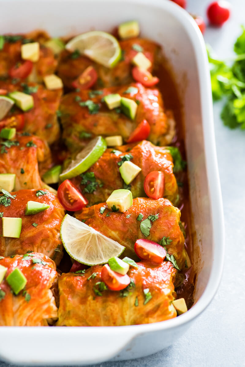 Low Carb Enchilada Cabbage Rolls via Isabel Eats