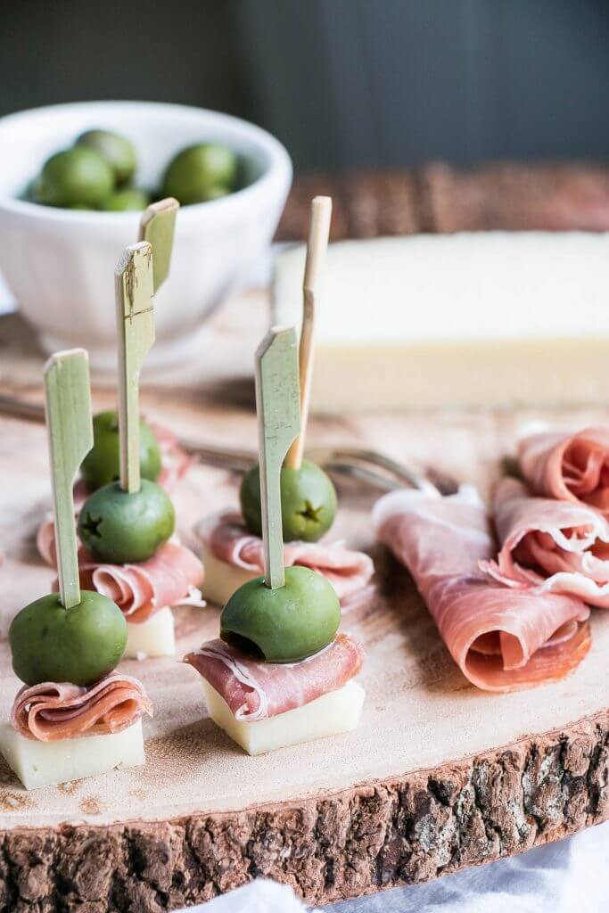 Manchego Cheese, Ham and Olive Bites