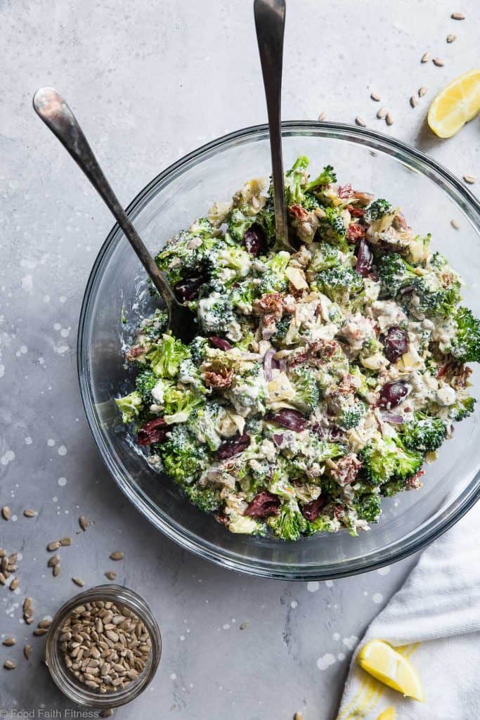 Mediterranean Low Carb Broccoli Salad via Food Faith Fitness