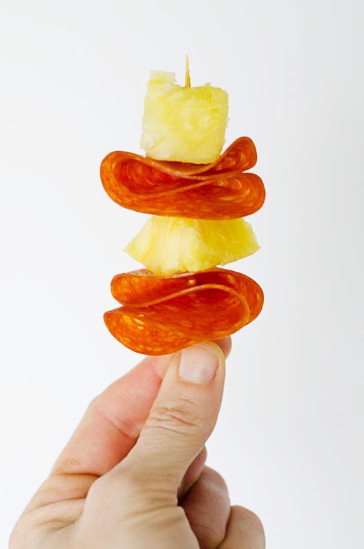 Pepperoni Pineapple Skewers