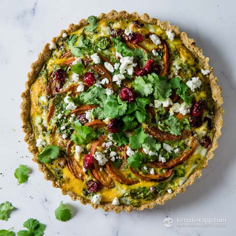 Pumpkin, Feta and Cranberry Tart