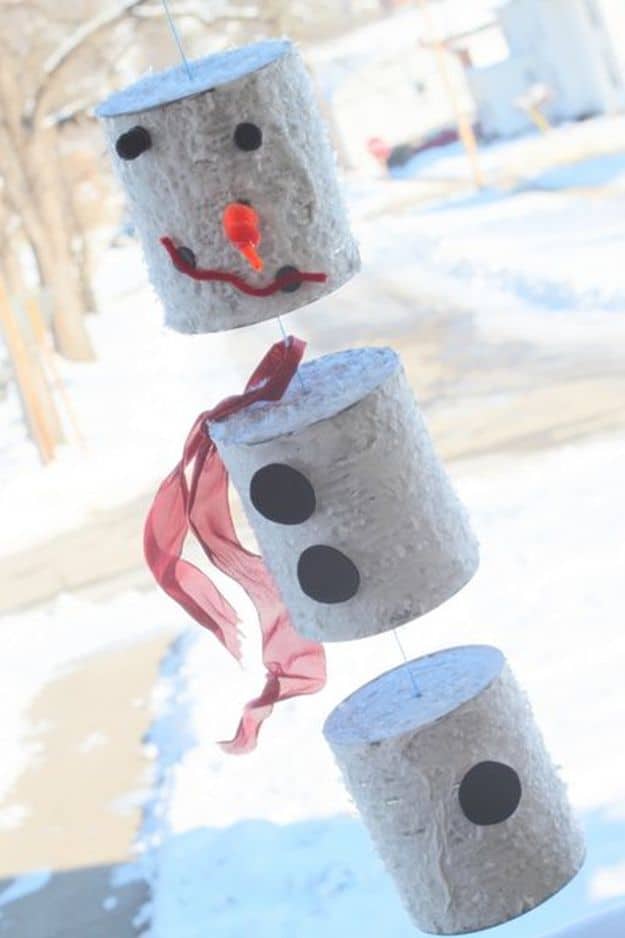 Snowman Craft from Tin Cans.