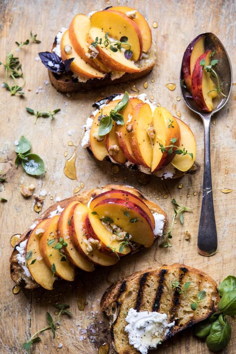 Thyme, Honey Peach & Goat Cheese Crostini