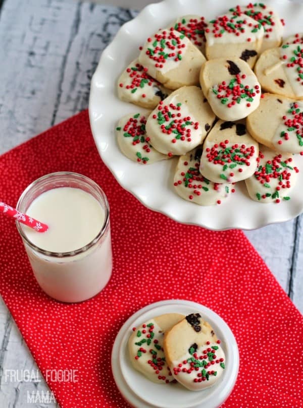White Chocolate Dipped Cherry Shortbread Cookies by Frugal Foodie Mama