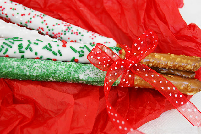 White Chocolate Dipped Pretzel Rods