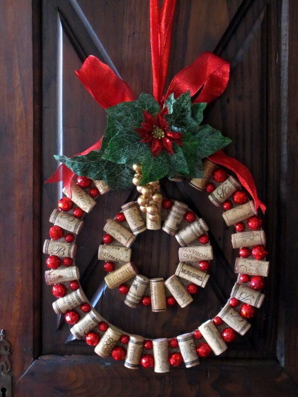 Wine Cork Christmas Wreath.