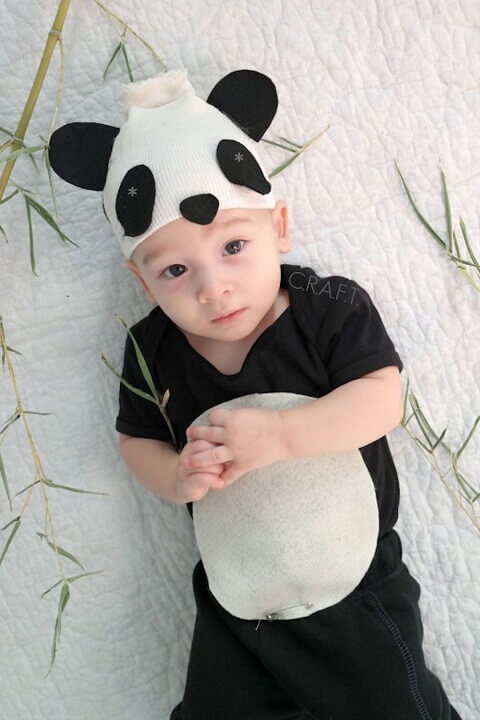 Baby Panda Homemade Costume for Halloween.