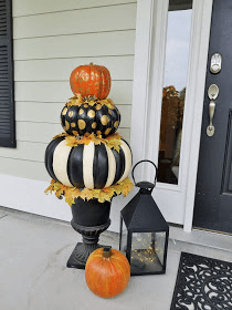 DIY a topiary using craft pumpkins & paint on Lucy Designs