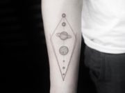 Fine Line Solar System Tattoo.