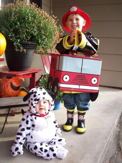 Firetruck and Dalmation.