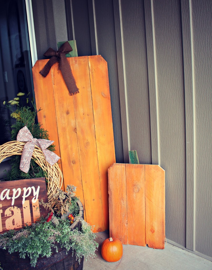 Giant Wood Slat Pumpkins.