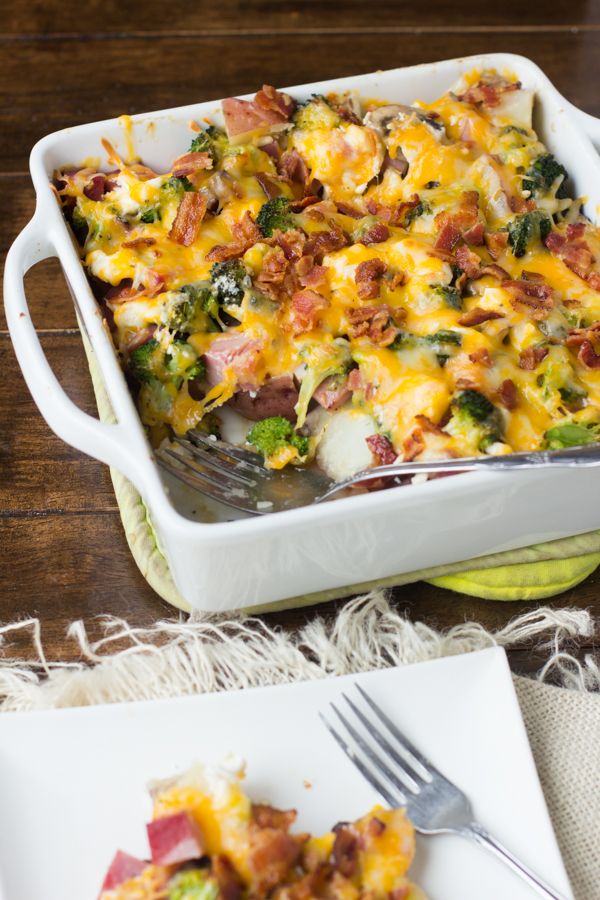 Cheesy Ham and Potato Bacon Casserole from Oh Sweet Basil