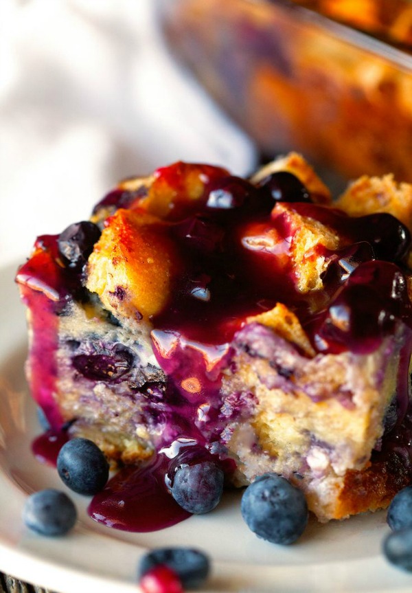 Overnight Blueberry French Toast Casserole from Deliciously Yum