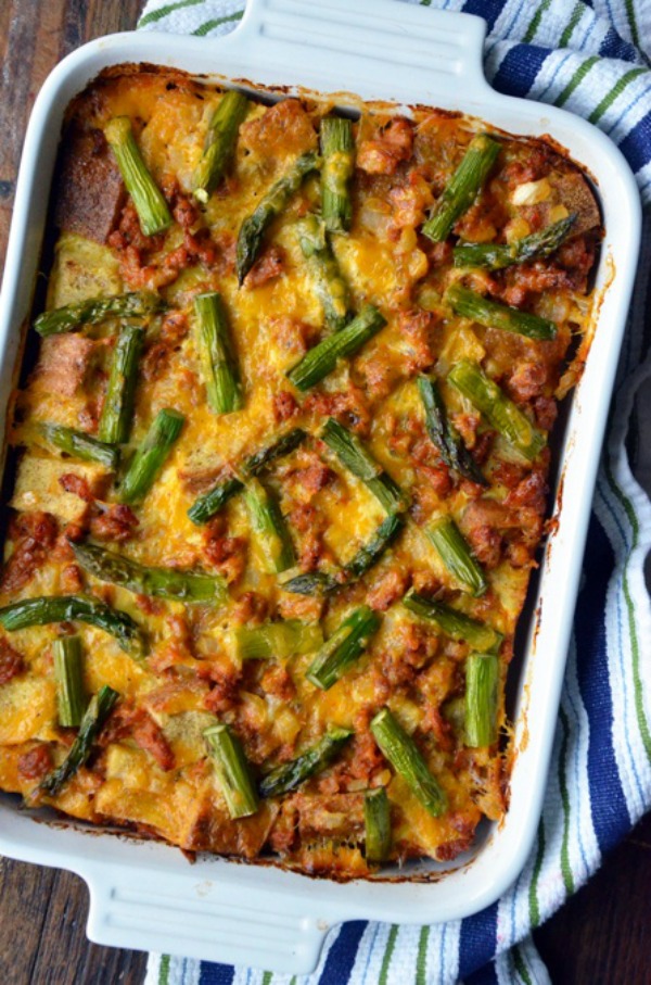 Overnight Egg and Breakfast Sausage Strata from Just a Taste
