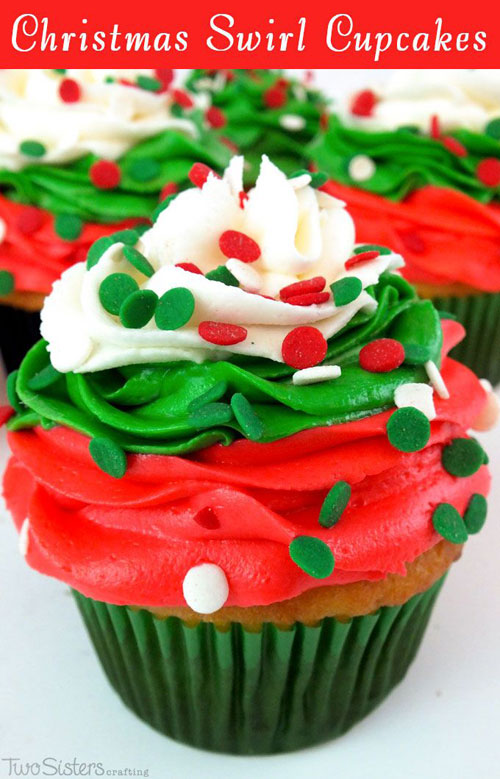 Christmas Swirl Cupcakes via Two Sisters Crafting