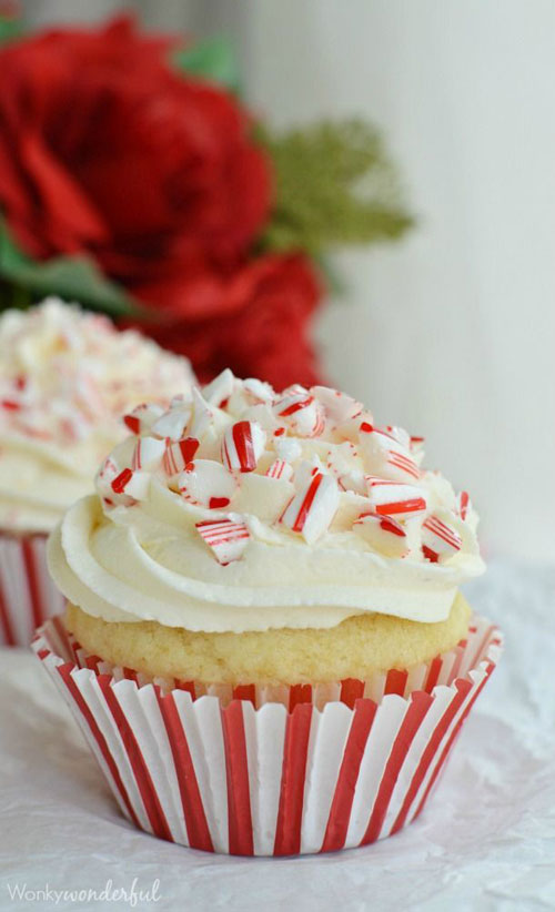 Eggless Cupcakes with Candy Canes and Dairy Free Frosting via Wonky Wonderful