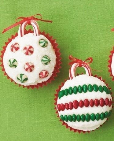 Holiday Ornament Cupcakes.