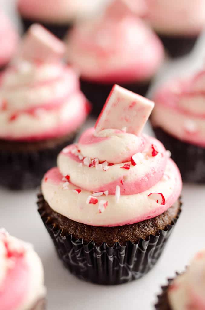 Peppermint Chocolate Candy Cane Cupcakes