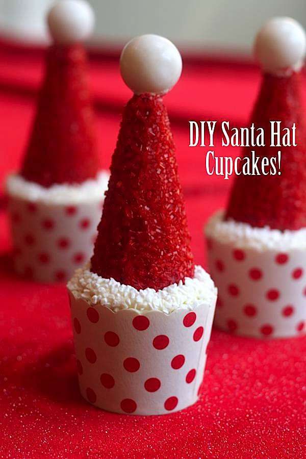 Santa Hat Cupcakes