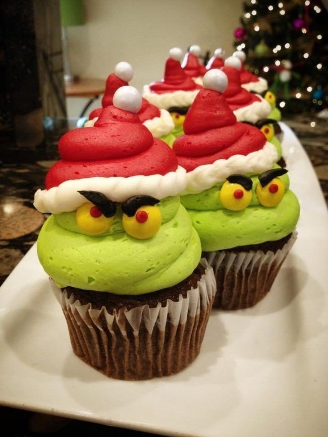 Super cute Grinch Cupcakes.