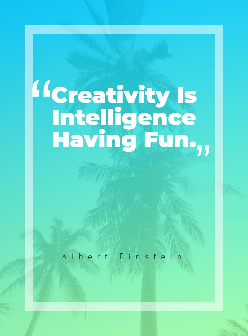 Creativity Is Intelligence Having Fun.