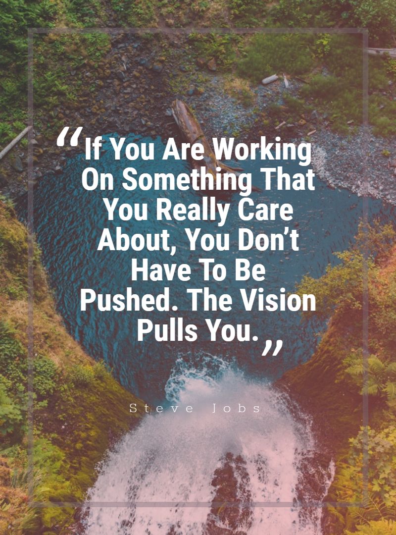 If You Are Working On Something That You Really Care About You Don’t Have To Be Pushed. The Vision Pulls You.