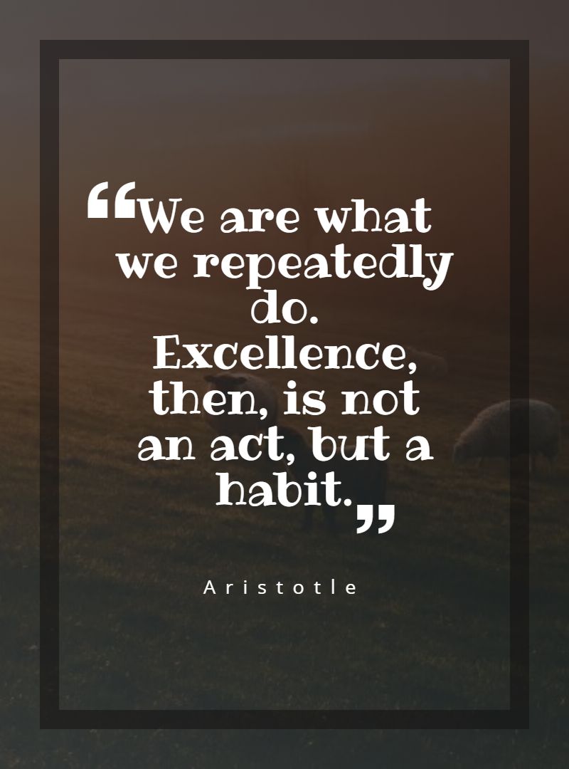 We are what we repeatedly do. Excellence then is not an act but a habit.