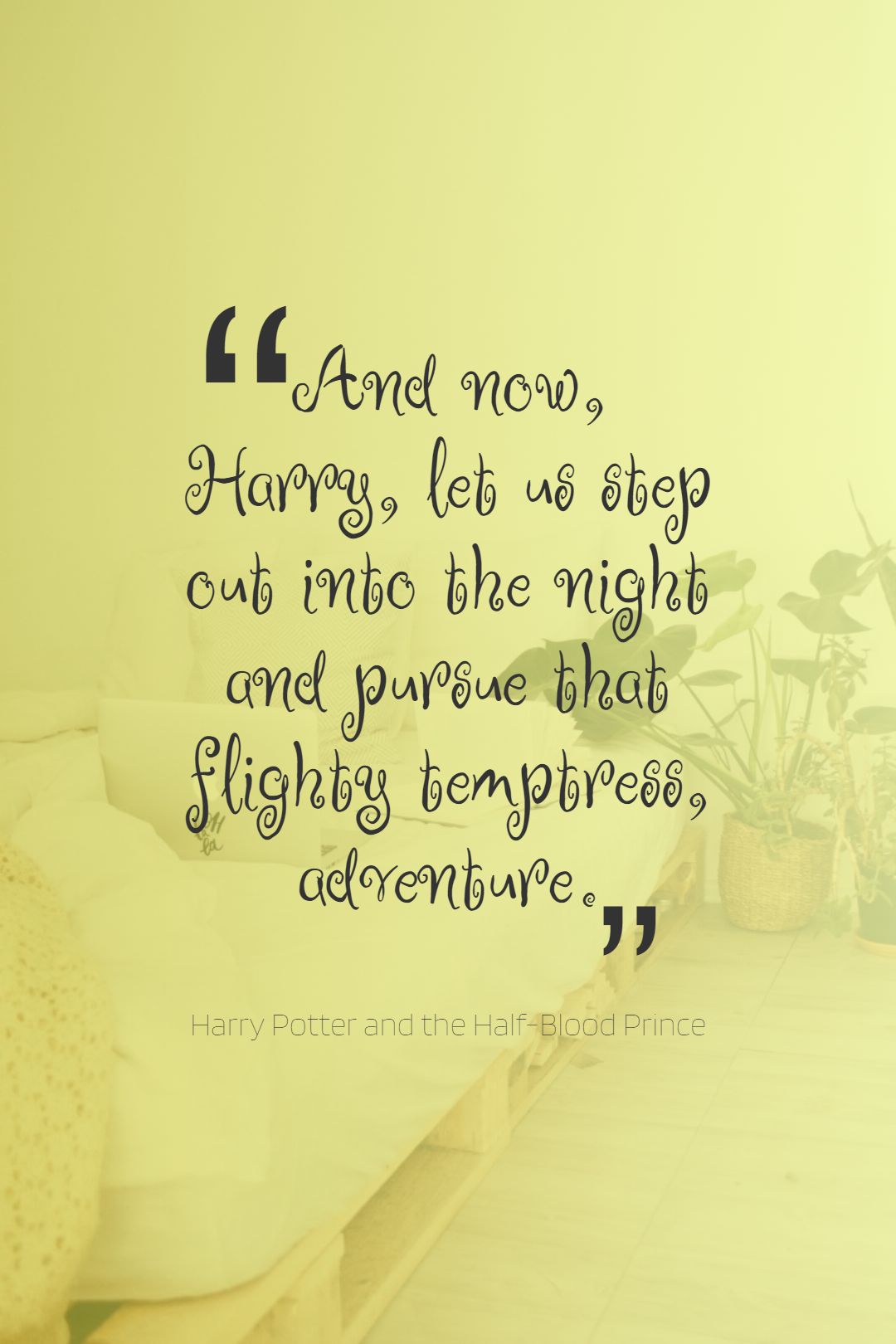 And now Harry let us step out into the night and pursue that flighty temptress adventure.